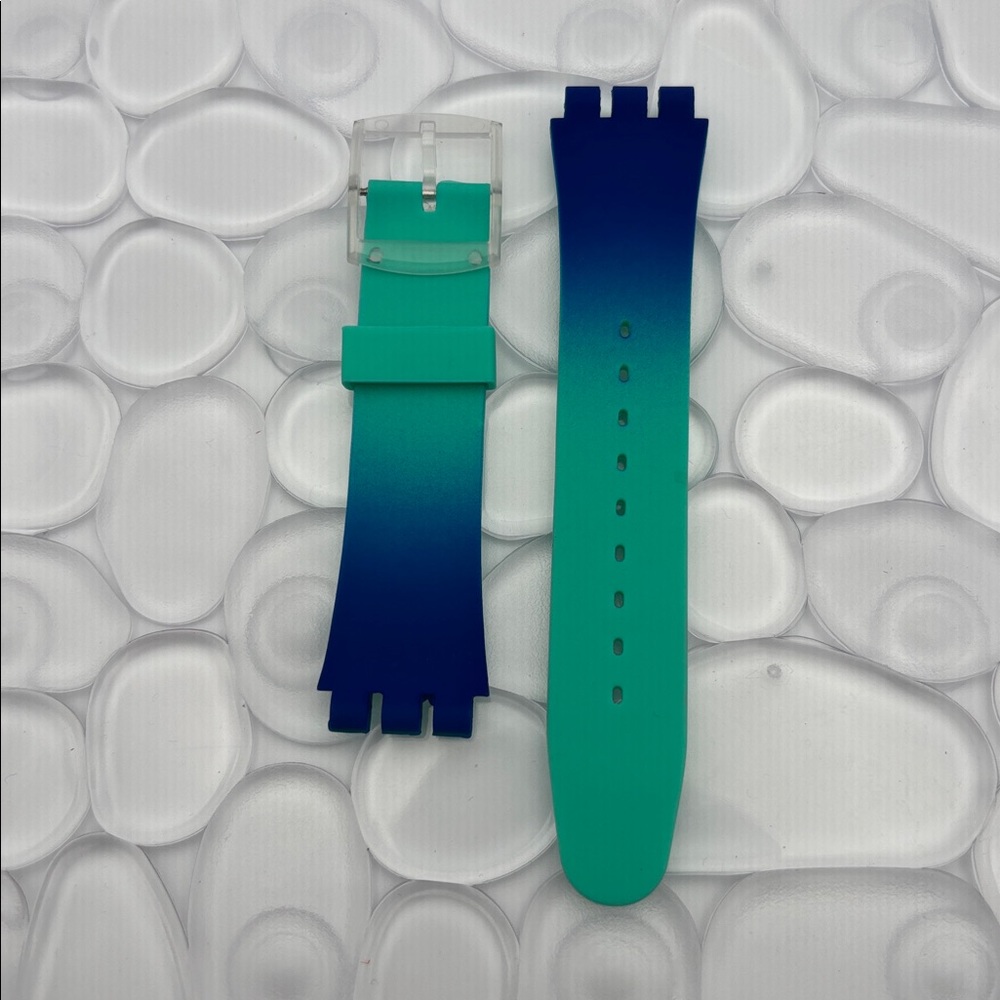 Blue and Green Watch Band (Strap Only) - fits Swatch New Gent model